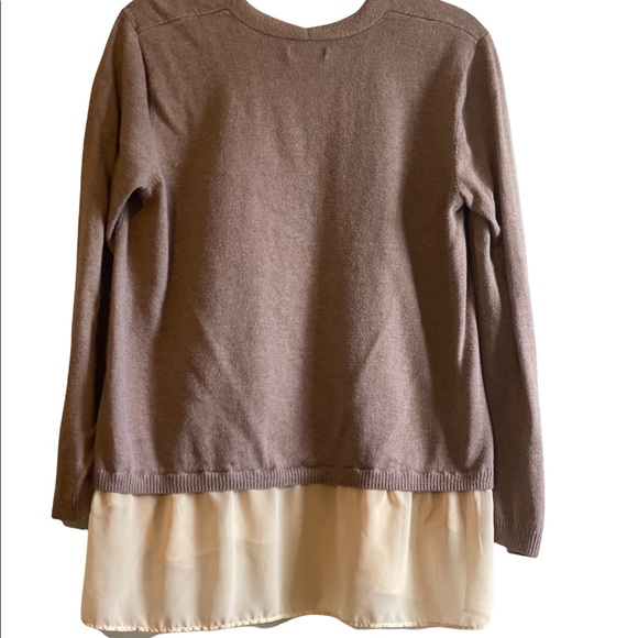 Lauren Conrad neutral cardigan with sheer cream accent and ties size large - Picture 2 of 6